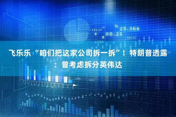 飞乐乐 “咱们把这家公司拆一拆”！特朗普透露：曾考虑拆分英伟达